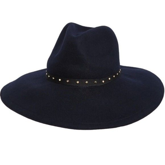 Ted Baker Accessories - Ted Baker Rosieyy Navy Blue Wool Stud Detail Wide Brim Hat Size S/M NWT